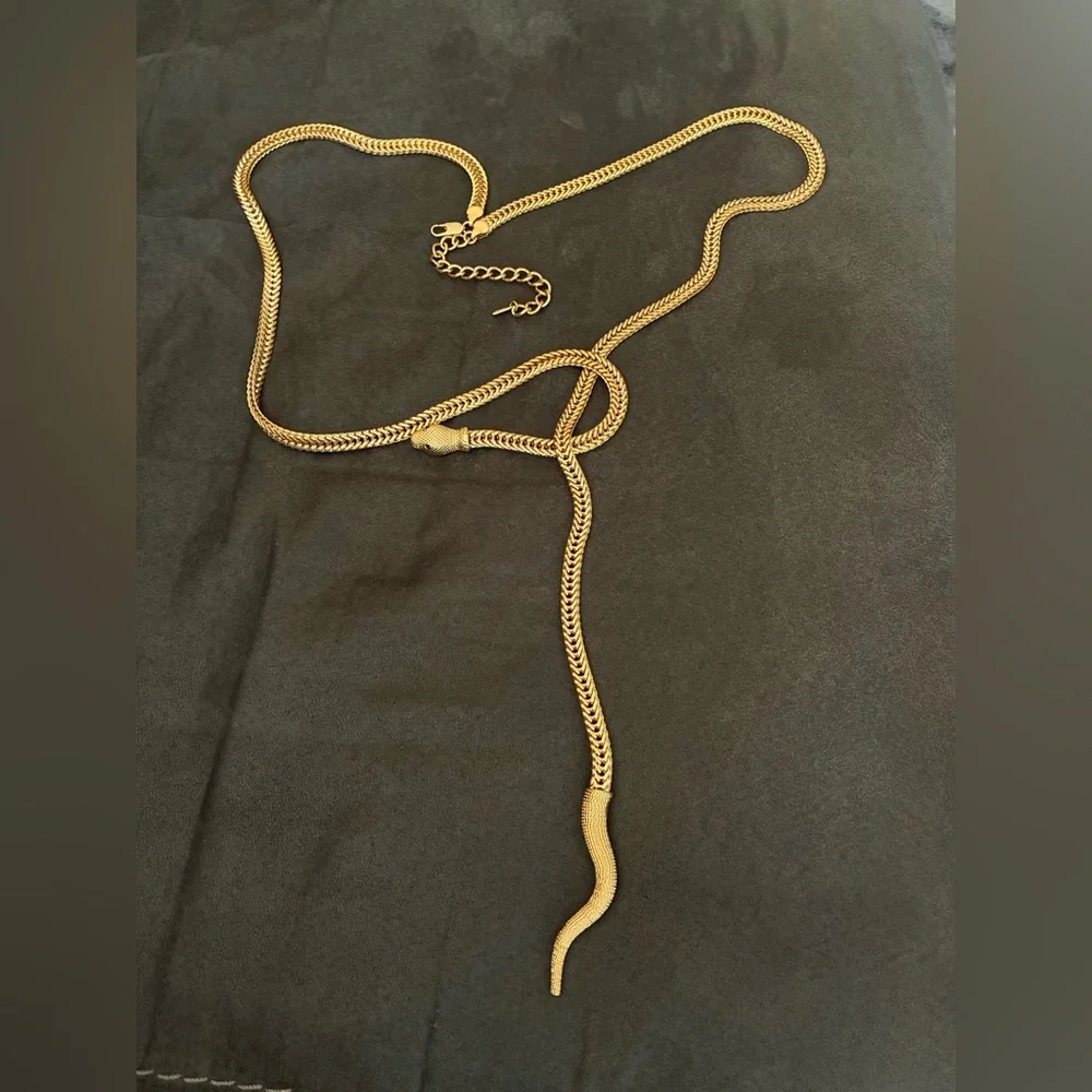 NWOT. Zara Golden Snake-Shaped Metal Cord Belt.